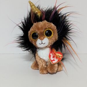 Ramsey Ty Beanie Boo Lion with Gold Horn and Multicolor Mane
